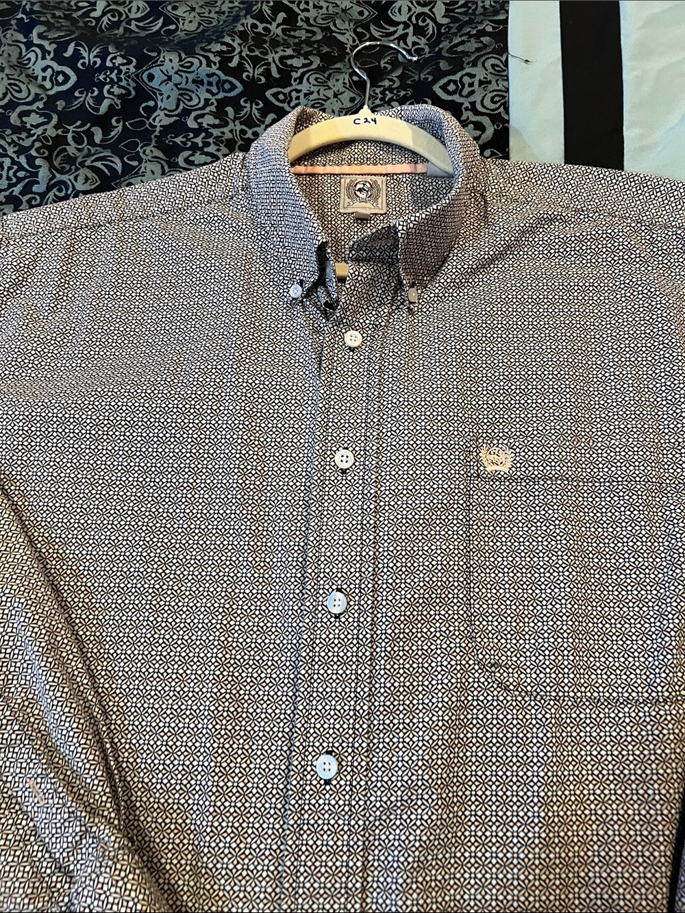 Cinch Men's Blue Micro-Pattern Button-Down Shirt - Picture 7 of 8